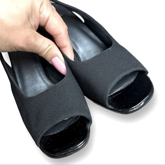 STUART WEITZMAN Vintage Block Heels Slingback Slide Sandal Shoe Black Sz. 8 - Picture 3 of 6